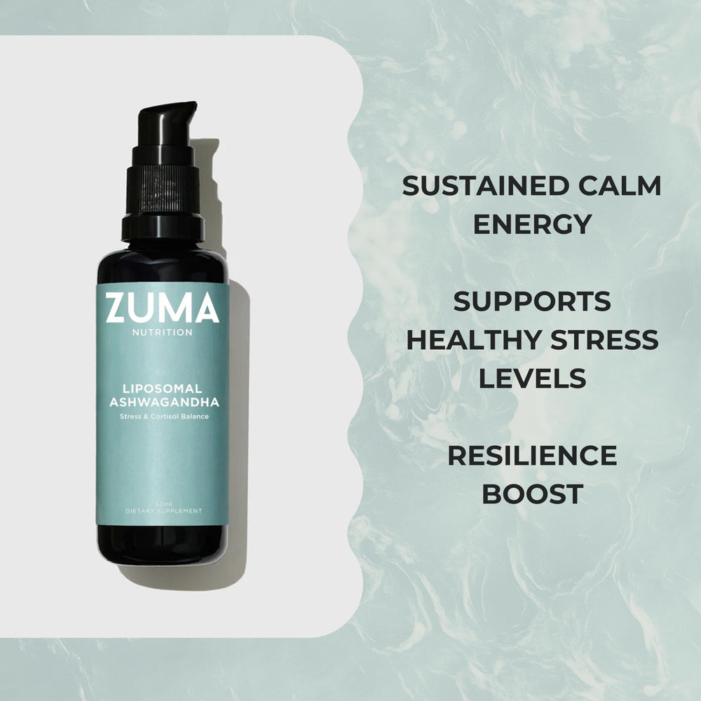 Zuma Nutrition 60ml bottle close-up showcases compact, travel-friendly packaging