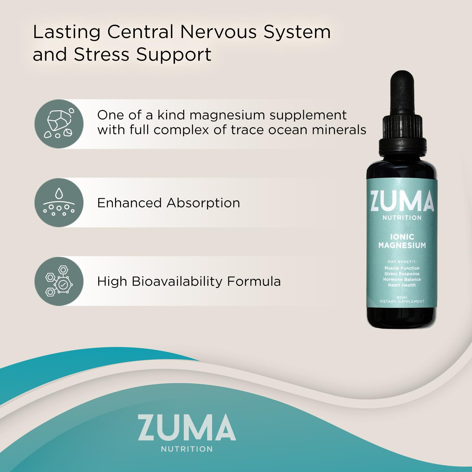 Zuma Nutrition Ionic Magnesium Liquid Tonic morning ritual visual conveys refreshing routine.