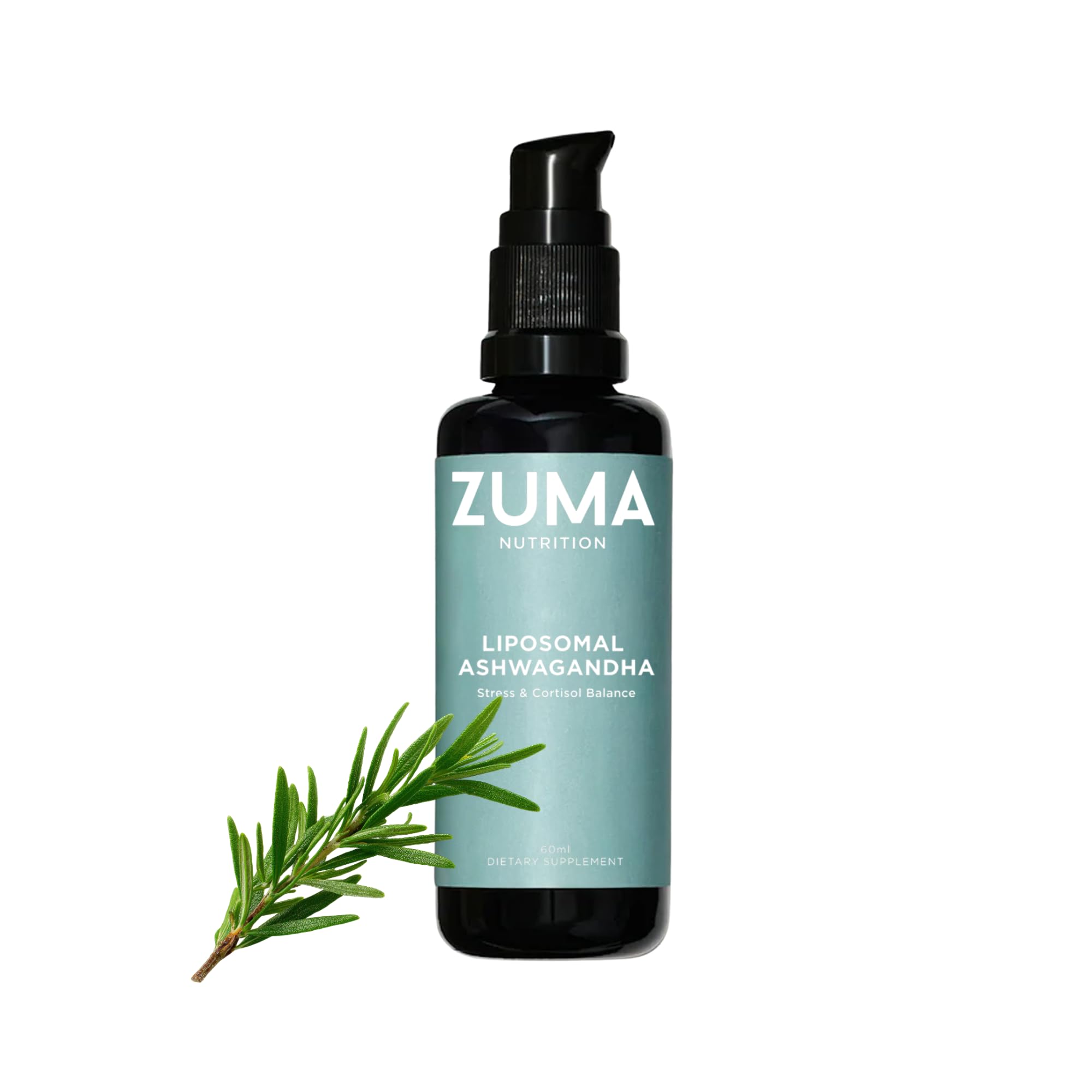 Zuma Nutrition liposomal ashwagandha tonic bottle for daily wellness routines