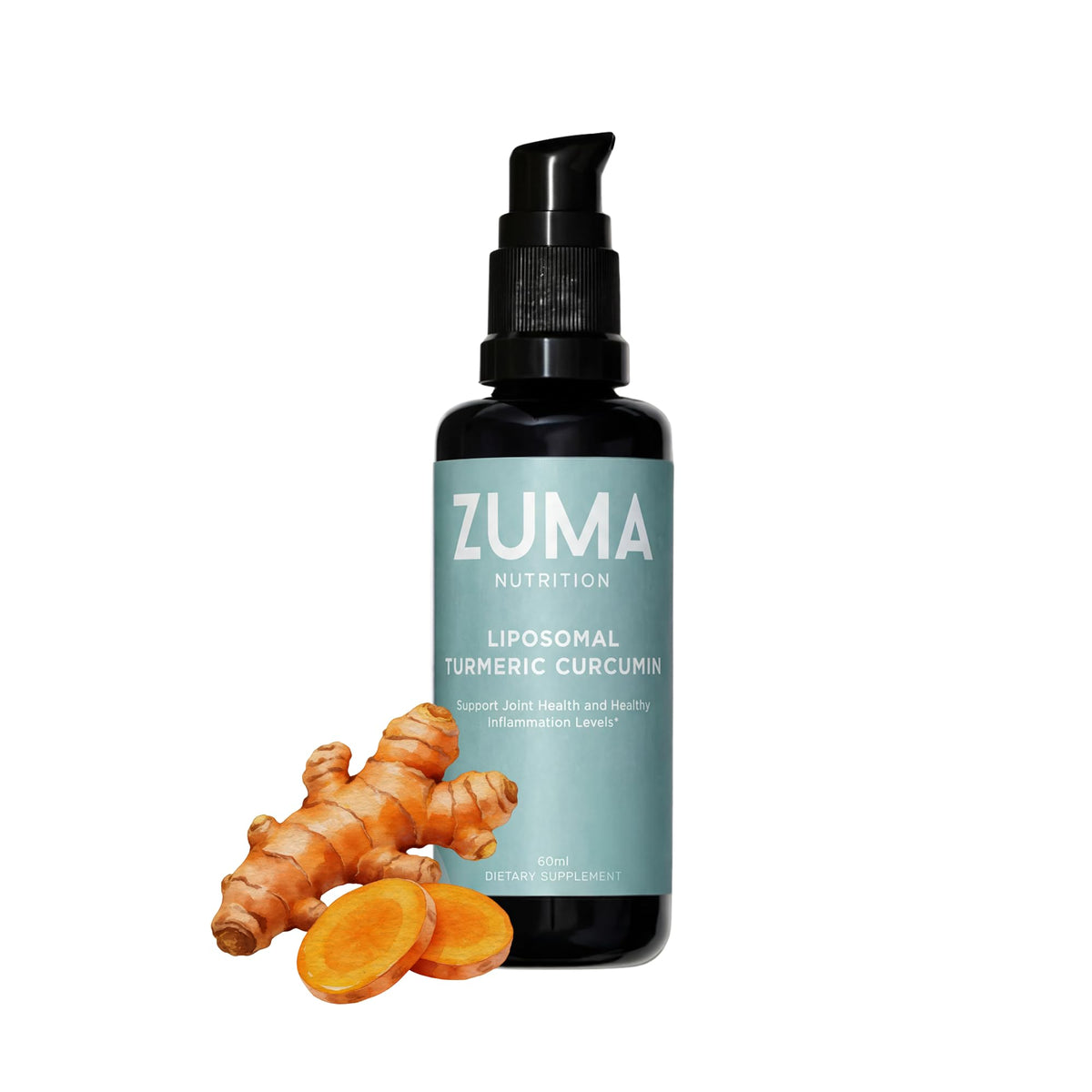 Zuma Nutrition liposomal turmeric drops bottle for simple daily use.