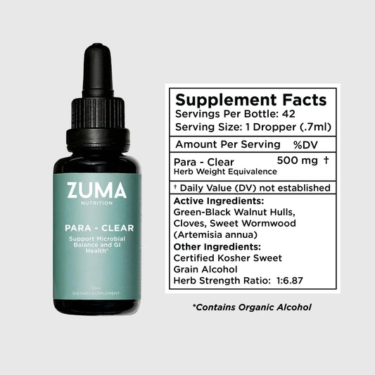 Zuma Nutrition Para-Clear botanical blend with clove extract and wormwood.