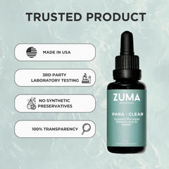 Zuma Nutrition Para-Clear being stirred into water for easy daily use.