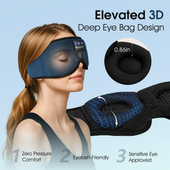Ultra-thin speakers inside ZUMUSEN sleep mask for clear wireless audio.
