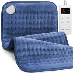 ZUODUN Blue Heating Pad with plush fabric for cozy back and shoulder warmth