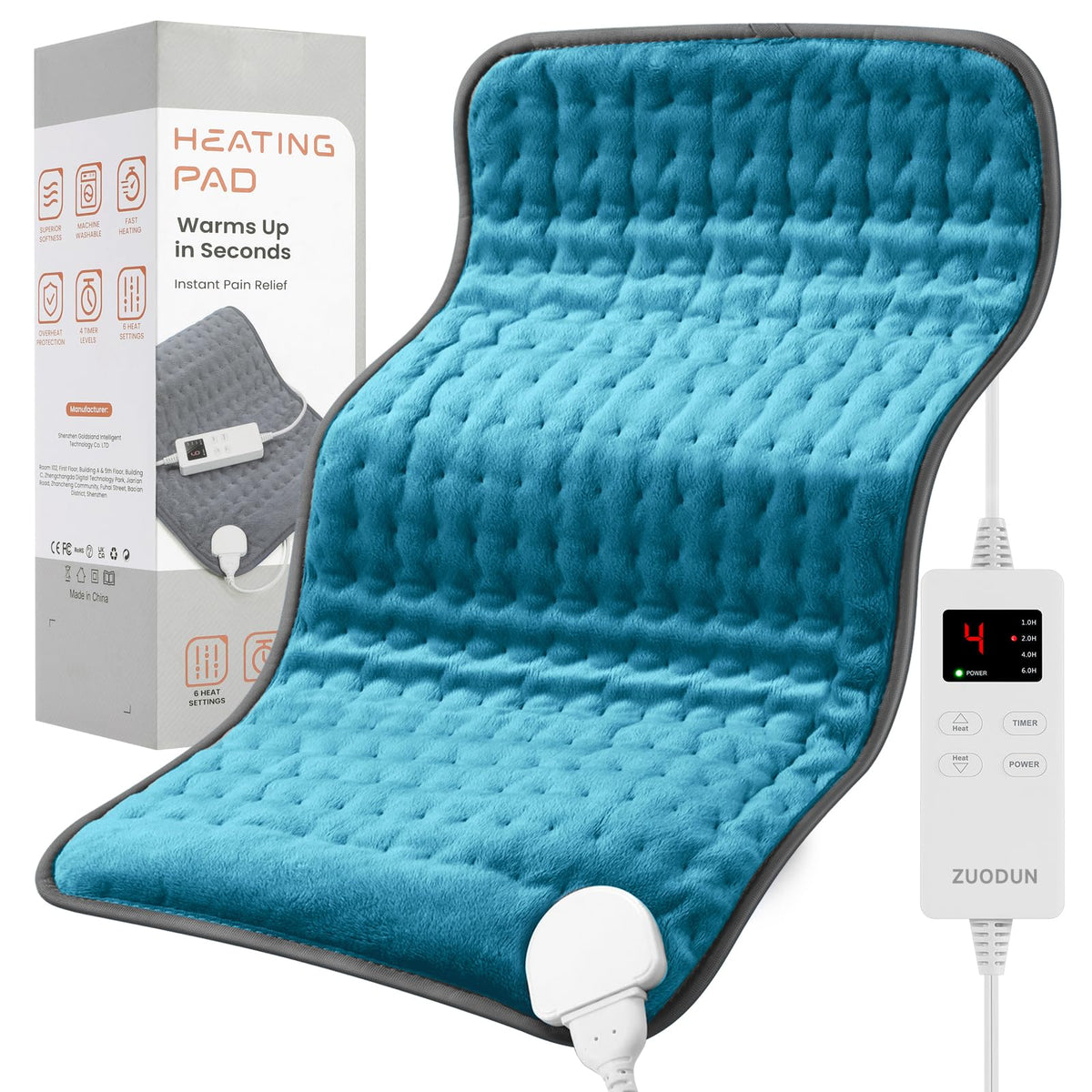 ZUODUN electric heating pad targeting back and shoulder relief with even warmth.