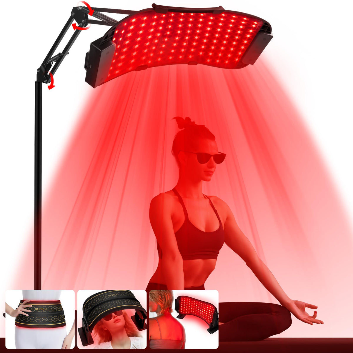 ZUOHE 4-in-1 infrared red light panel on stand for full-body sessions