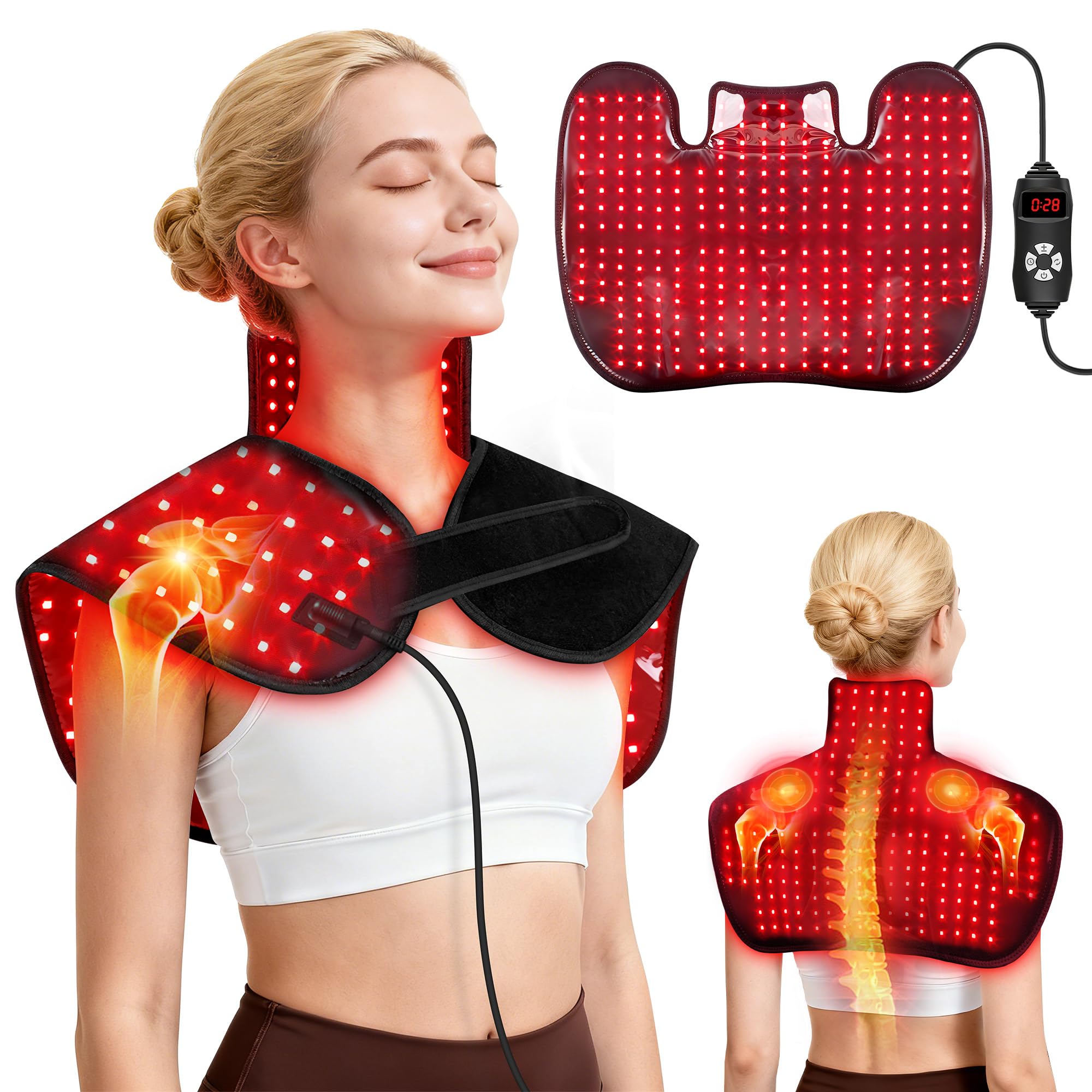 ZUOHE red light therapy neck and shoulders pad targets neck tension for daily comfort.