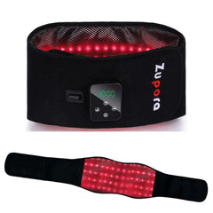 Zupora red light therapy belt front view showcases wearable relief on the move