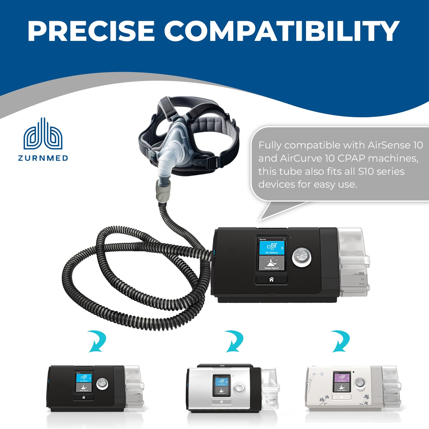 ZURNMED secure quick connection prevents accidental disconnections at night.