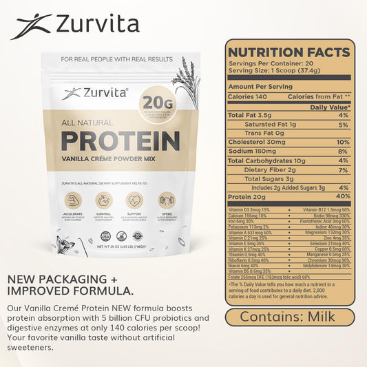 Zurvita Vanilla Creme protein powder scoop for easy-to-mix, on-the-go nutrition.
