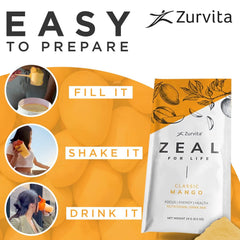 Zurvita Zeal for Life Mango glass refreshment after workout or daily hydration.