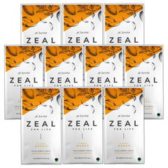 Zurvita Zeal for Life Mango packaging image highlights convenient 10-pack for daily nutrition.