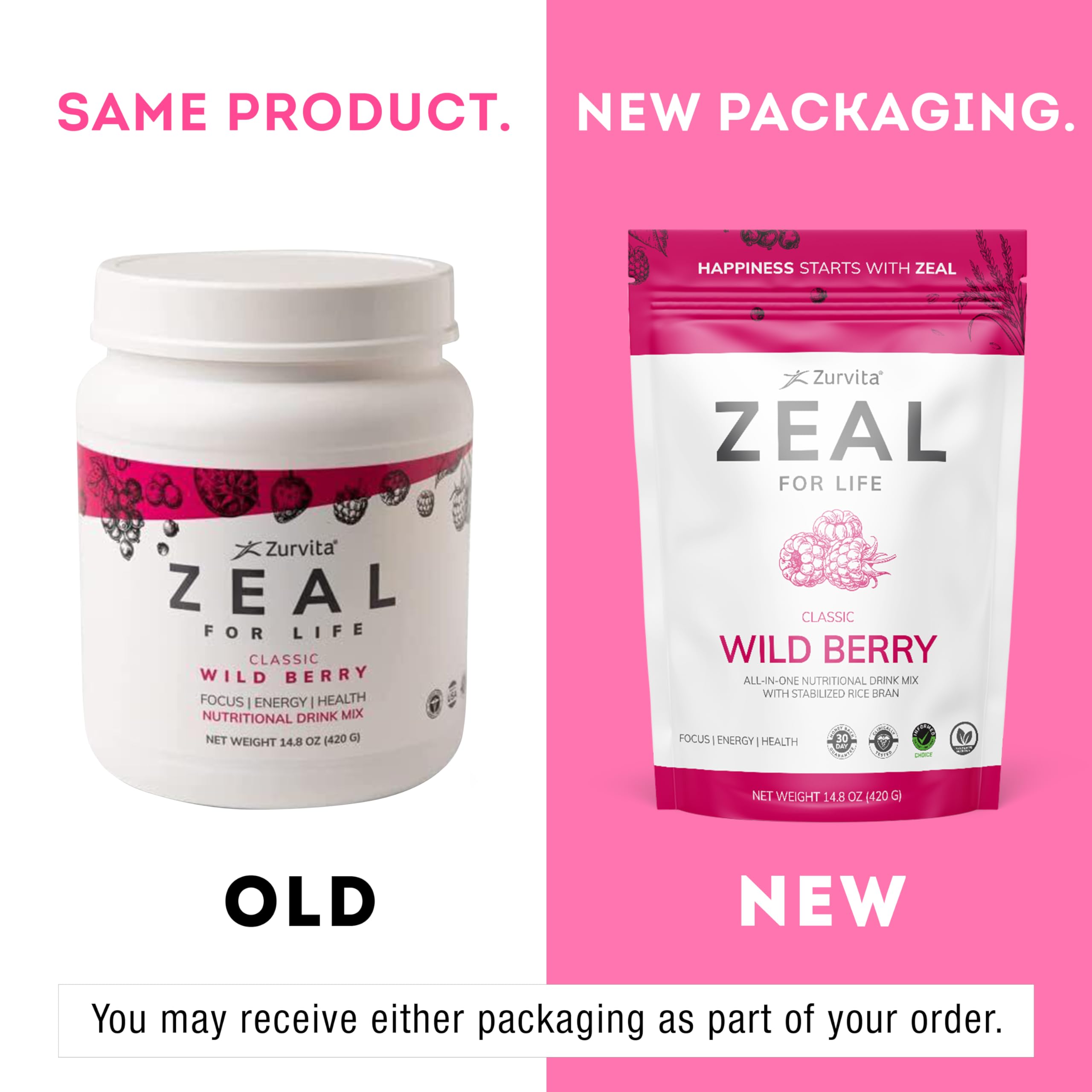 Zurvita Zeal for Life Wild Berry Classic scoop with glass of water.