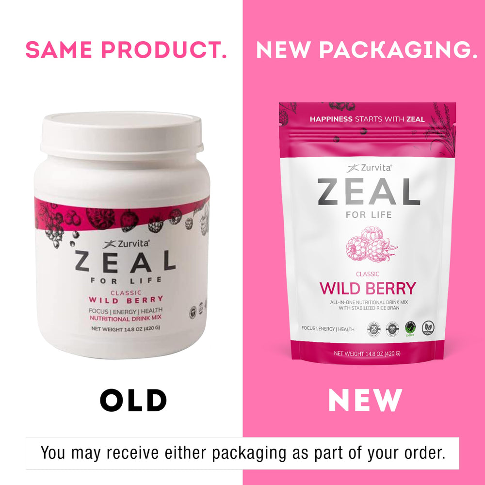 Zurvita Zeal for Life Wild Berry Classic scoop with glass of water.