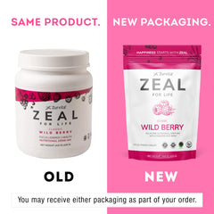 Zurvita Zeal for Life Wild Berry Classic scoop with glass of water.