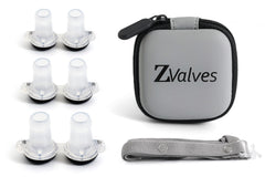 ZValves three-sizes-included display for comfortable, customizable fit.