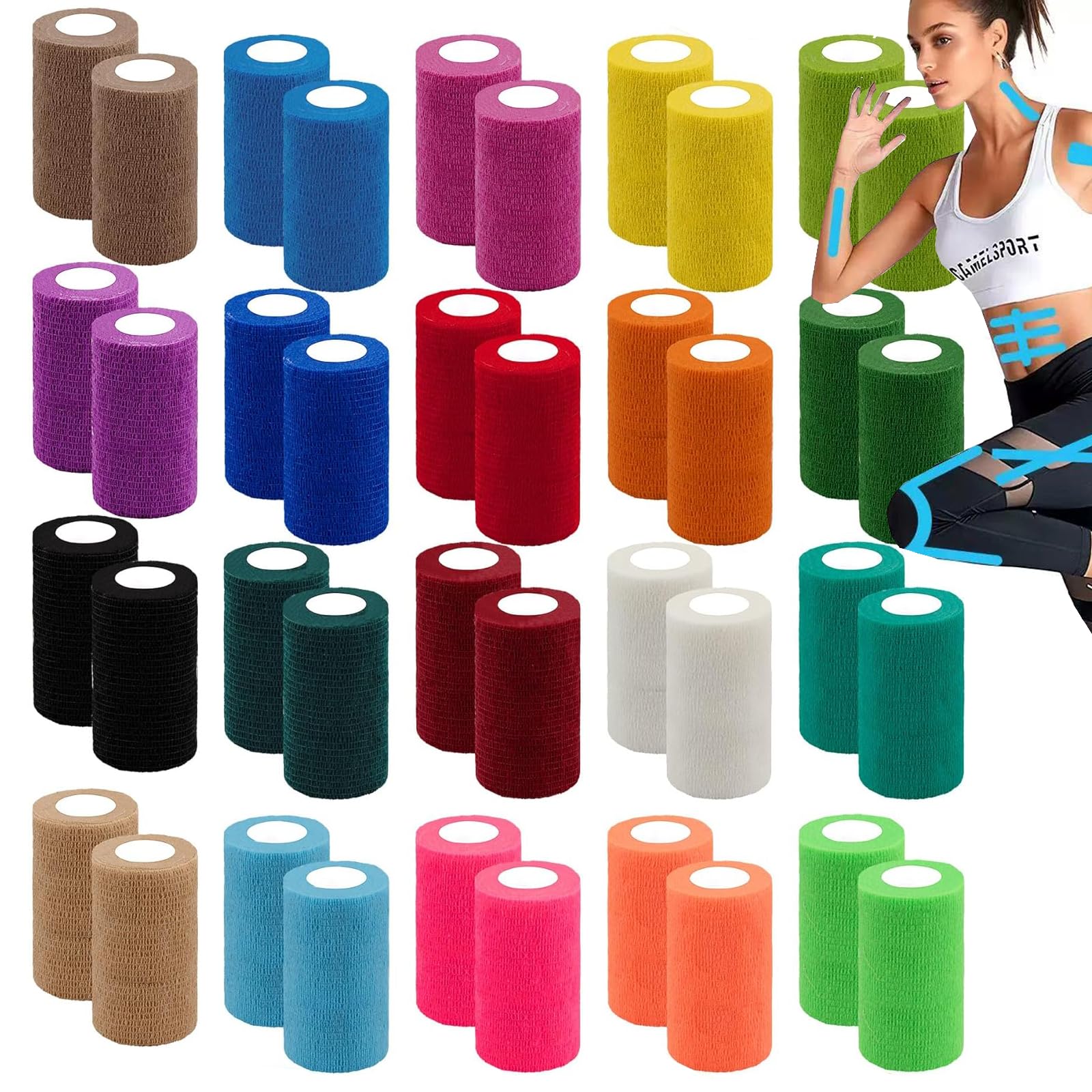 Zwealthygift self-adhesive bandage wrap 4in, 5yds, secure during workouts.