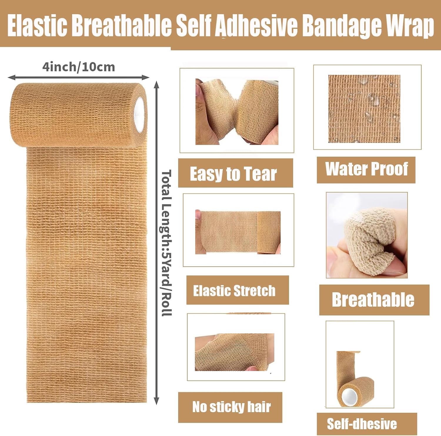 Zwealthygift breathable blue bandage wrap, soft non-woven fabric and elastic performance