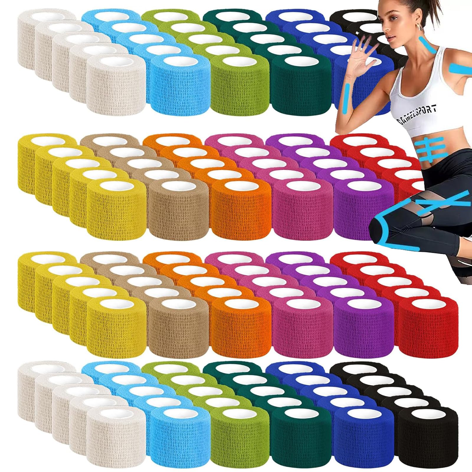 Zwealthygift colorful bandage wrap in 2in 5yd rolls for versatile daily use.