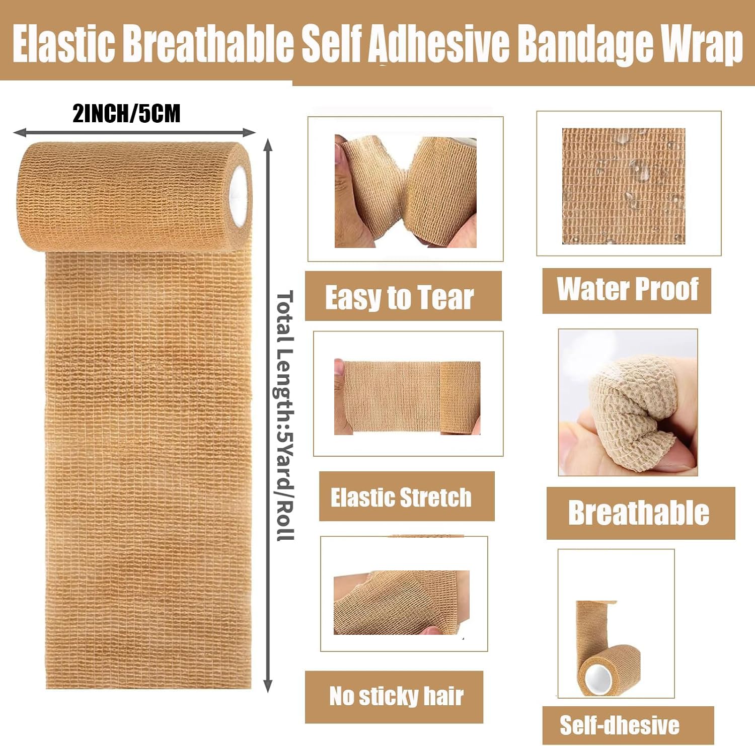 Zwealthygift easy-tear self-adherent wrap for quick applications