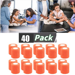 Zwealthygift orange self-adherent bandage wrap bulk pack close-up with packaging.