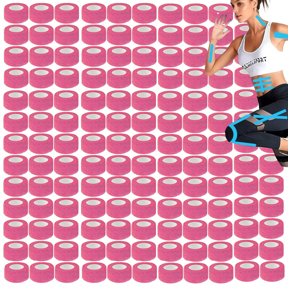 Zwealthygift pink elastic bandage wrap on arm showing secure self-adhesion for active use