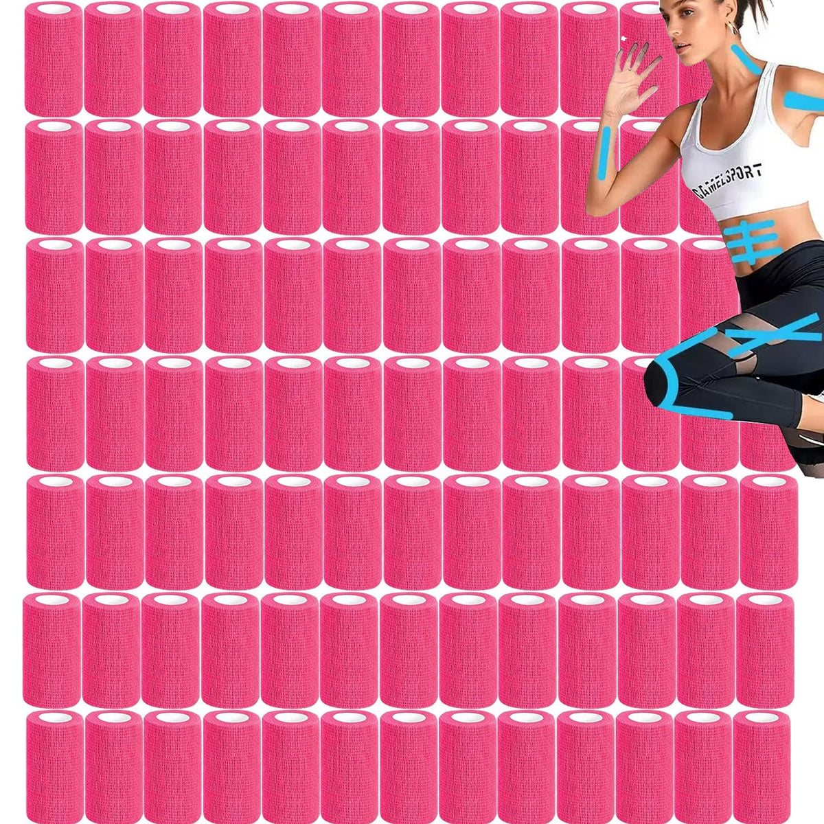 Zwealthygift pink self-adherent bandage bulk for stable, slip-free support