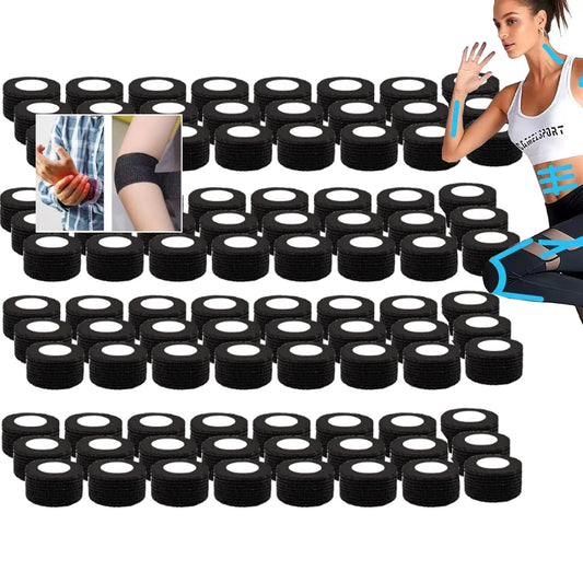 Zwealthygift self-adherent bandage black bulk rolls for quick sports wrap support.