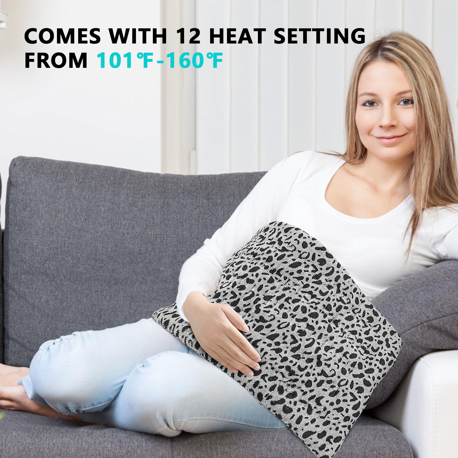 ZXU heating pad with auto shut-off and NTC overheating protection for safe use.