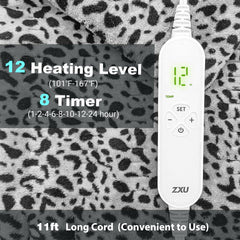 ZXU heating pad shows 12 heat levels for personalized comfort.
