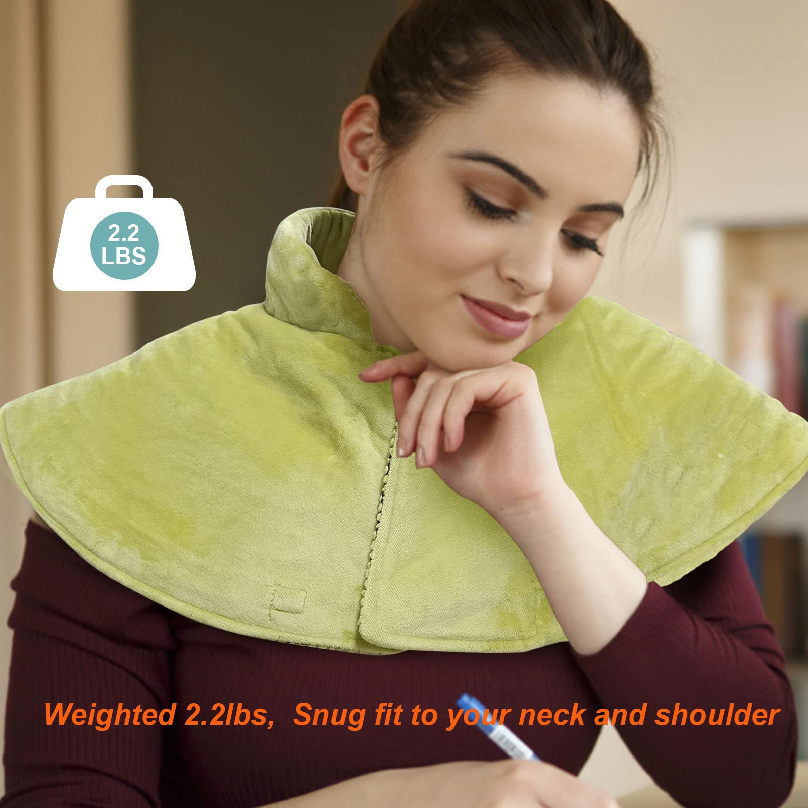 Soft fabric and snug design help the pad stay in place on neck and shoulders.