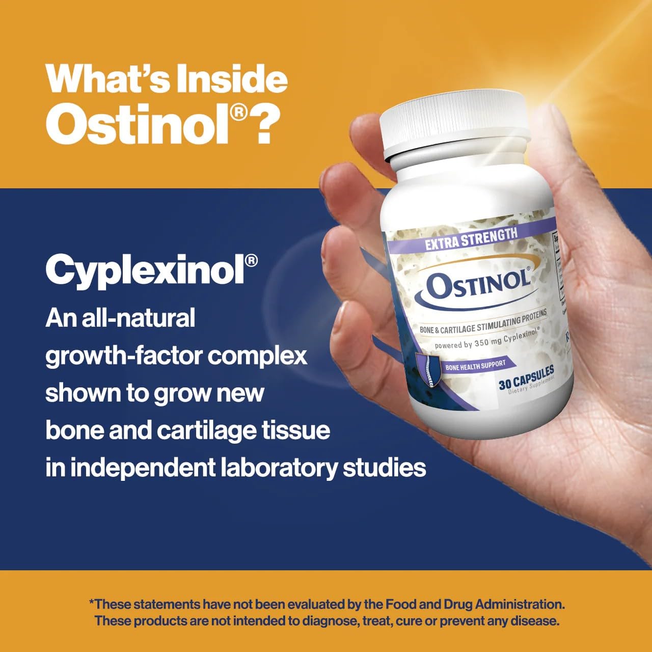 Ostinol packaging box with branding and usage tips
