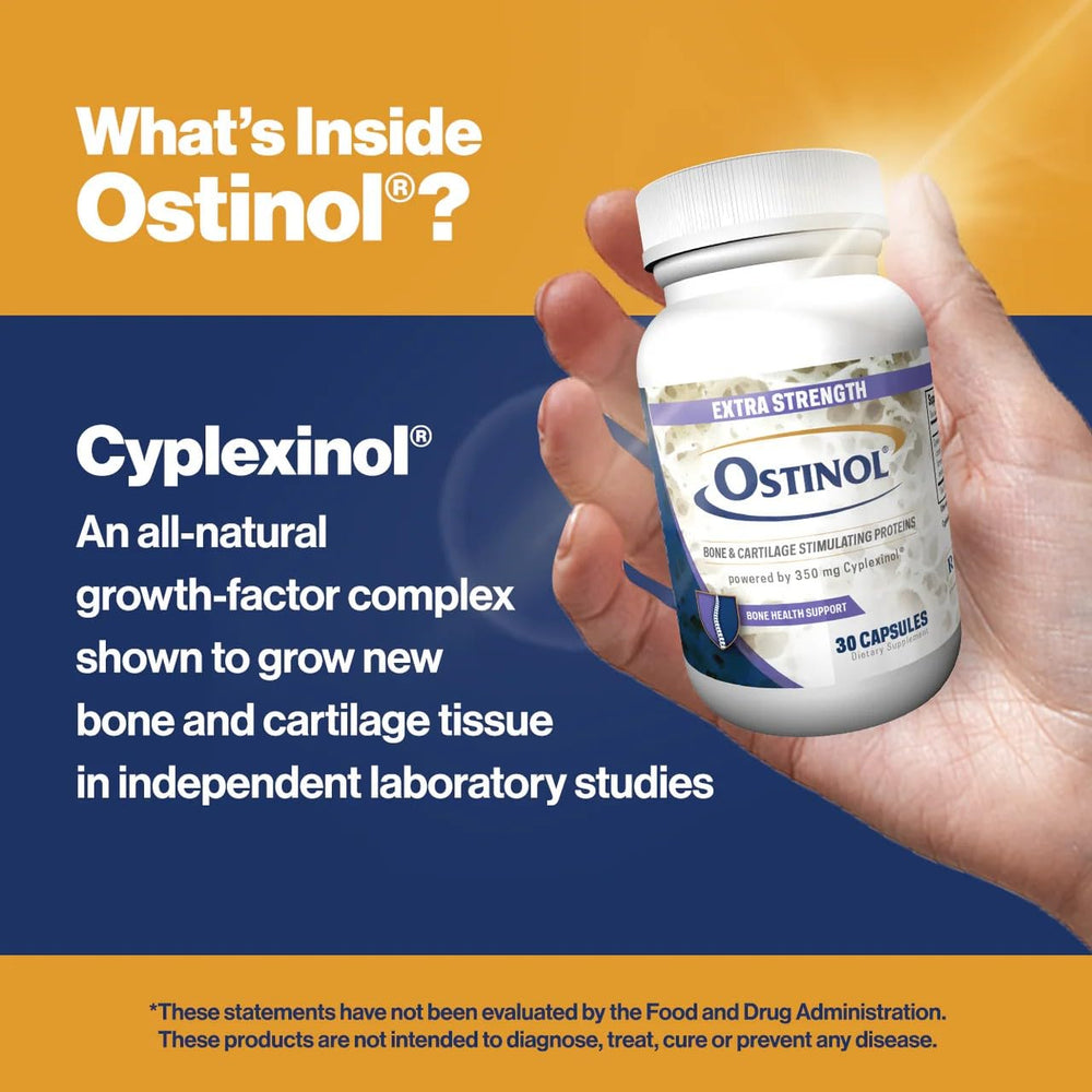 Ostinol packaging box with branding and usage tips