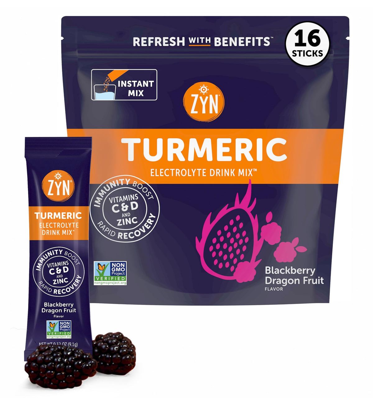 ZYN Blackberry Dragon Fruit hydration packet for on-the-go hydration and flavor