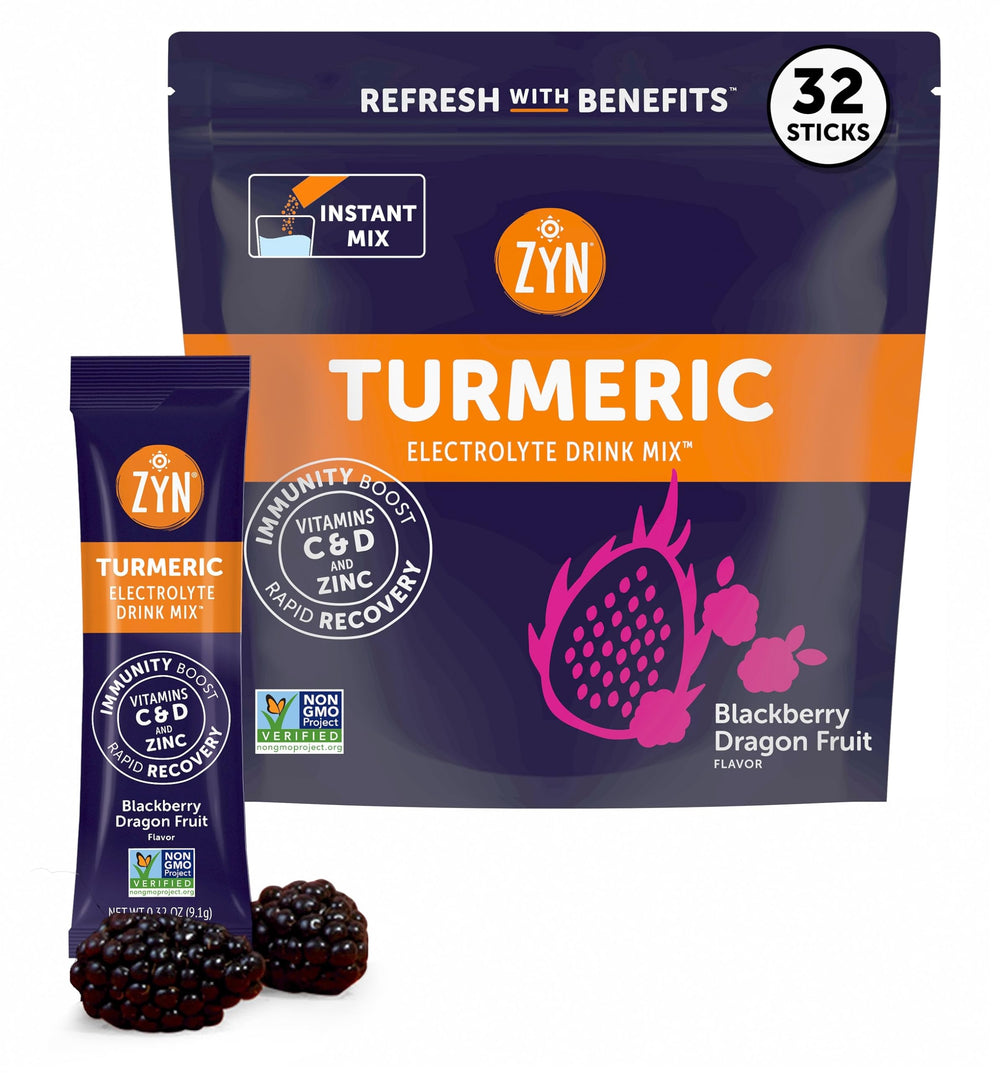 ZYN blackberry dragon fruit electrolyte drink mix packets for on-the-go hydration.