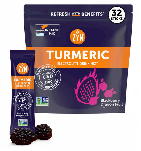 ZYN blackberry dragon fruit electrolyte drink mix packets for on-the-go hydration.
