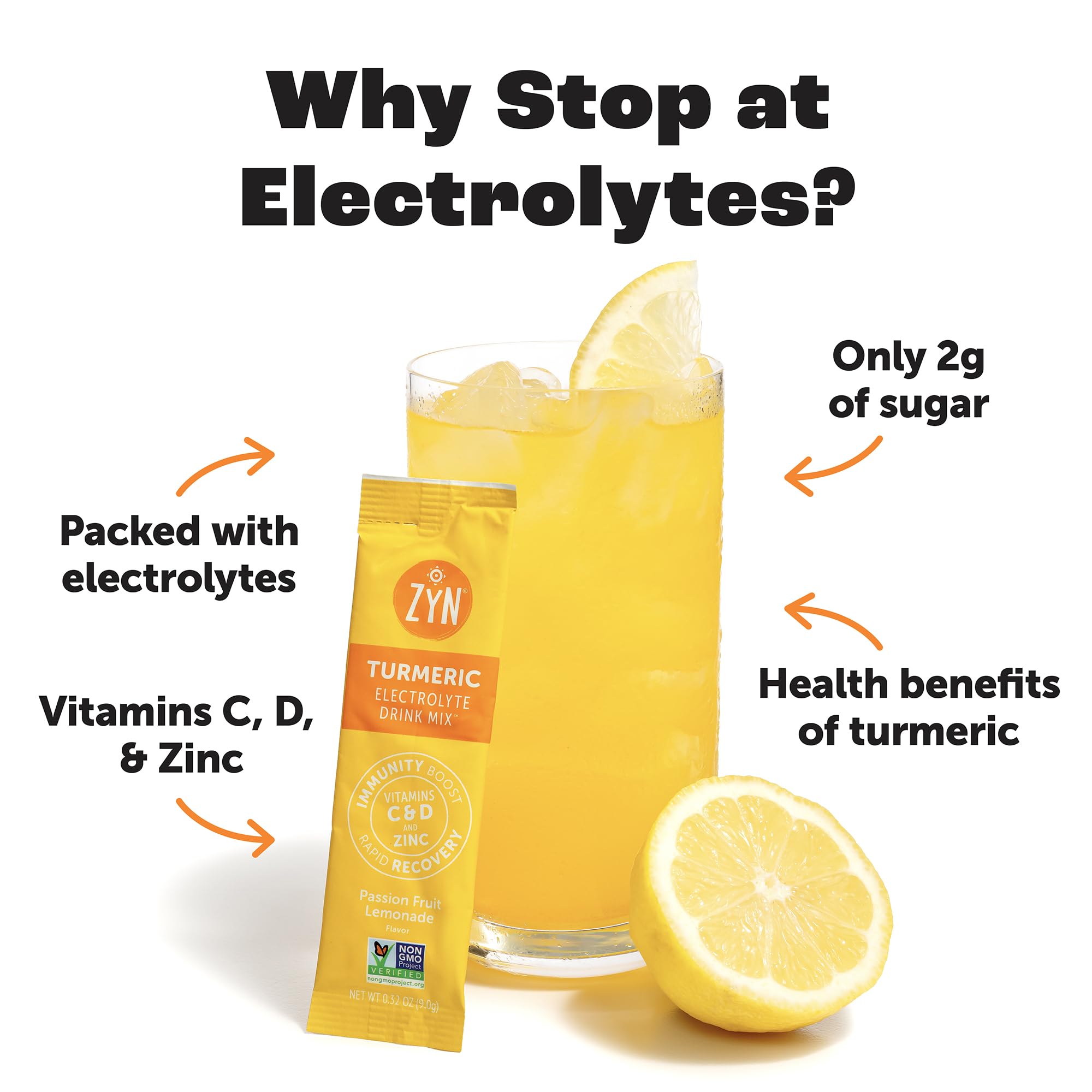 ZYN electrolyte drink mix being poured into a glass for quick hydration