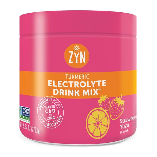 ZYN Electrolyte Hydration Drink Mix tub in Strawberry Yuzu for refreshing hydration
