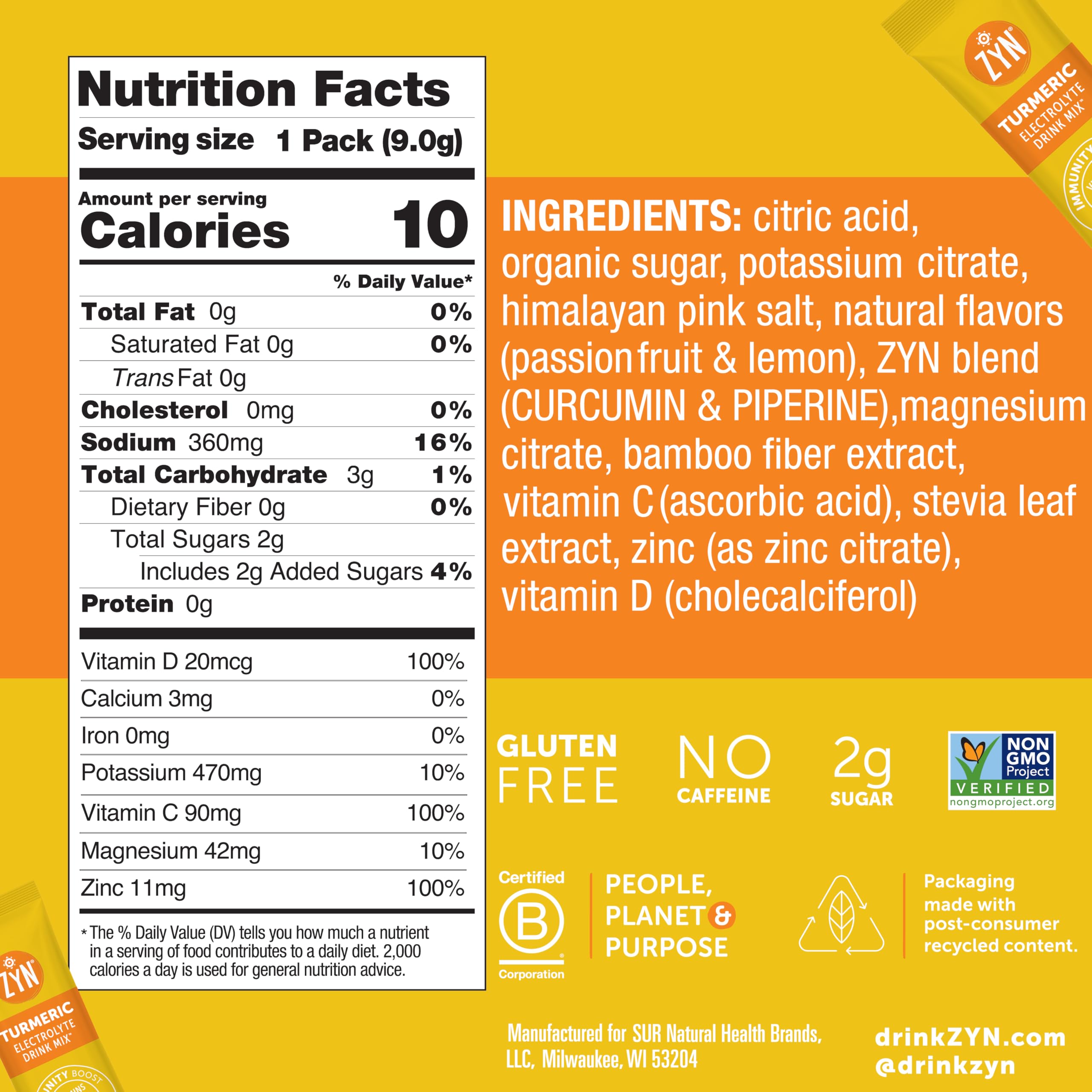 ZYN electrolyte powder packet—stir or shake for easy hydration