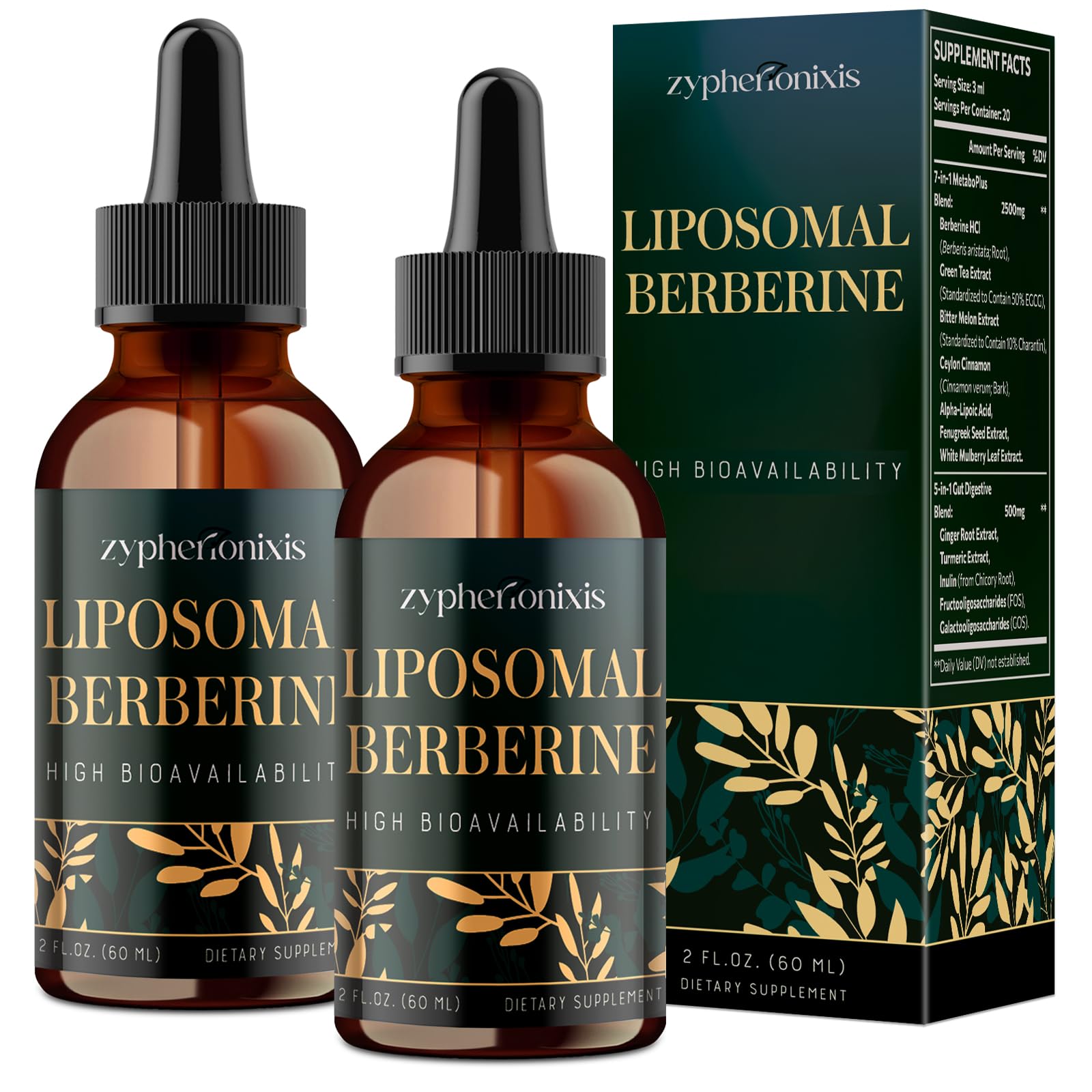 Zypherionixis liposomal berberine drops bottle for high-absorption daily use