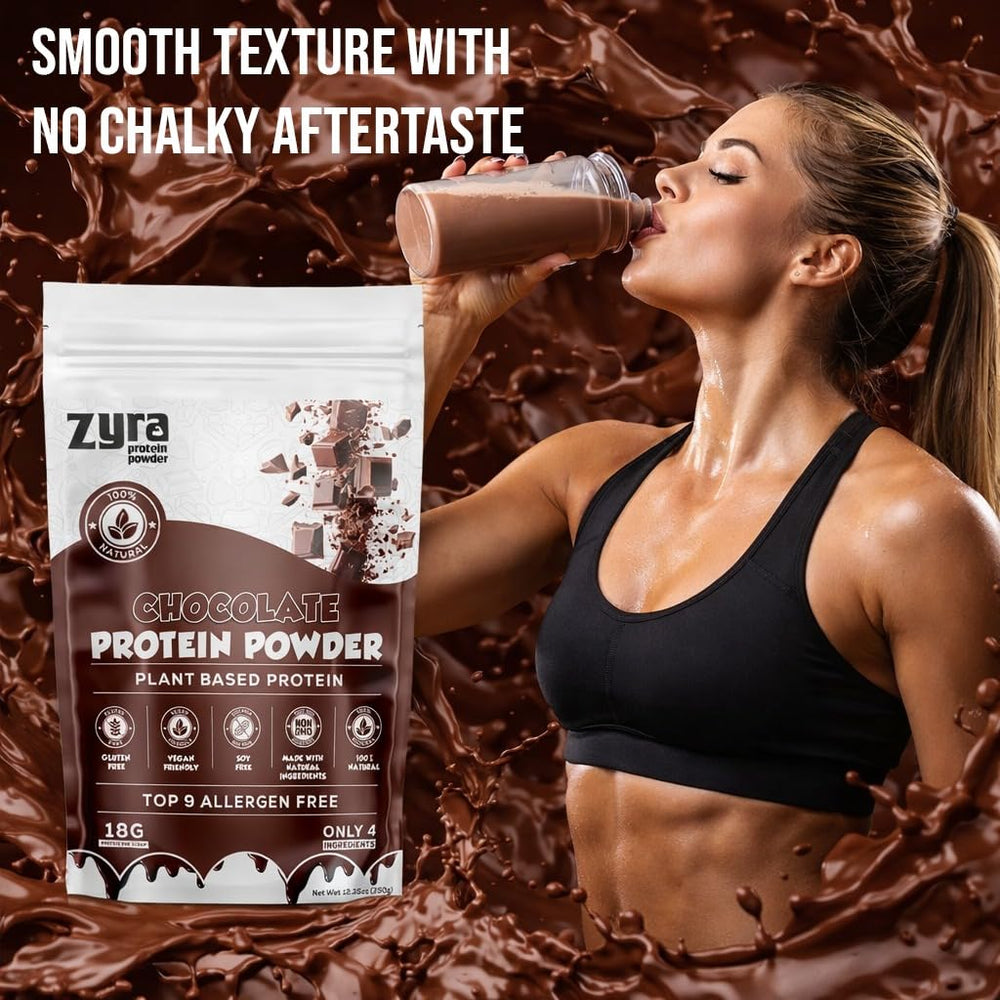 Zyra pea protein chocolate keto-friendly shake ready to blend.