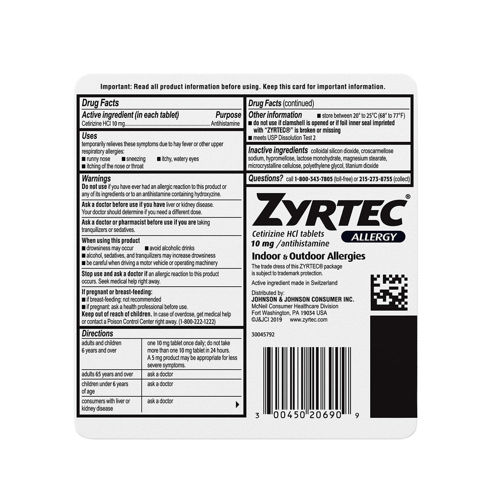 Zyrtec tablet resting on a surface, a convenient non-prescription option.