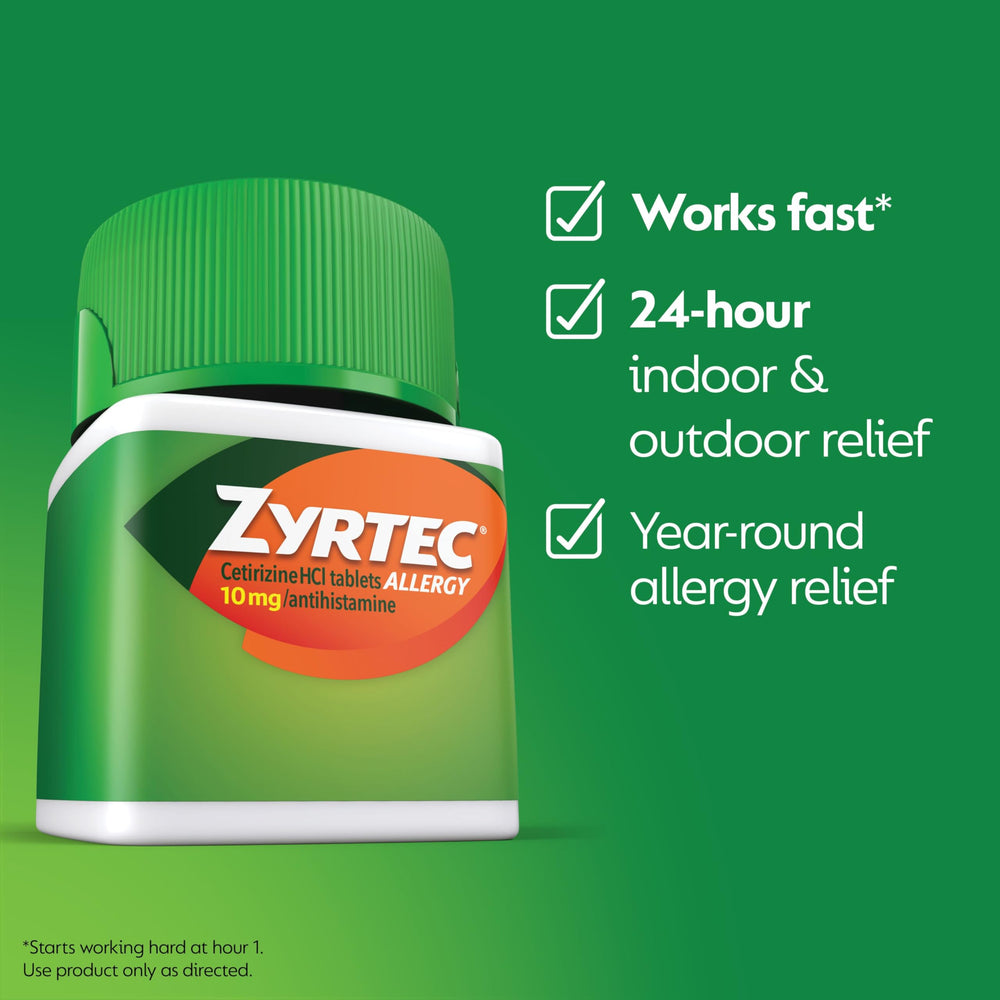 Zyrtec dust, mold, and pet dander relief detail