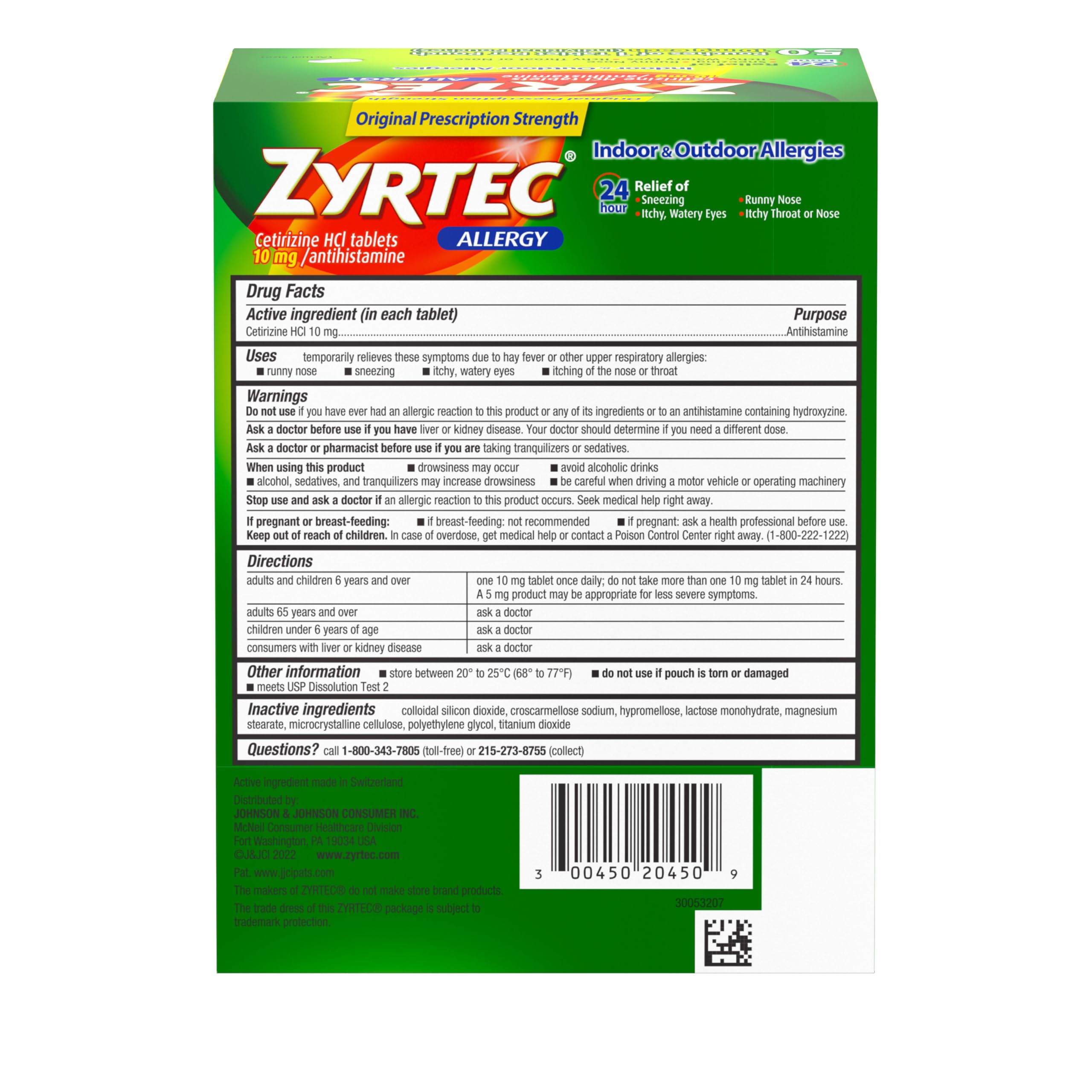 Zyrtec relieves sneezing nose and itchy, watery eyes.