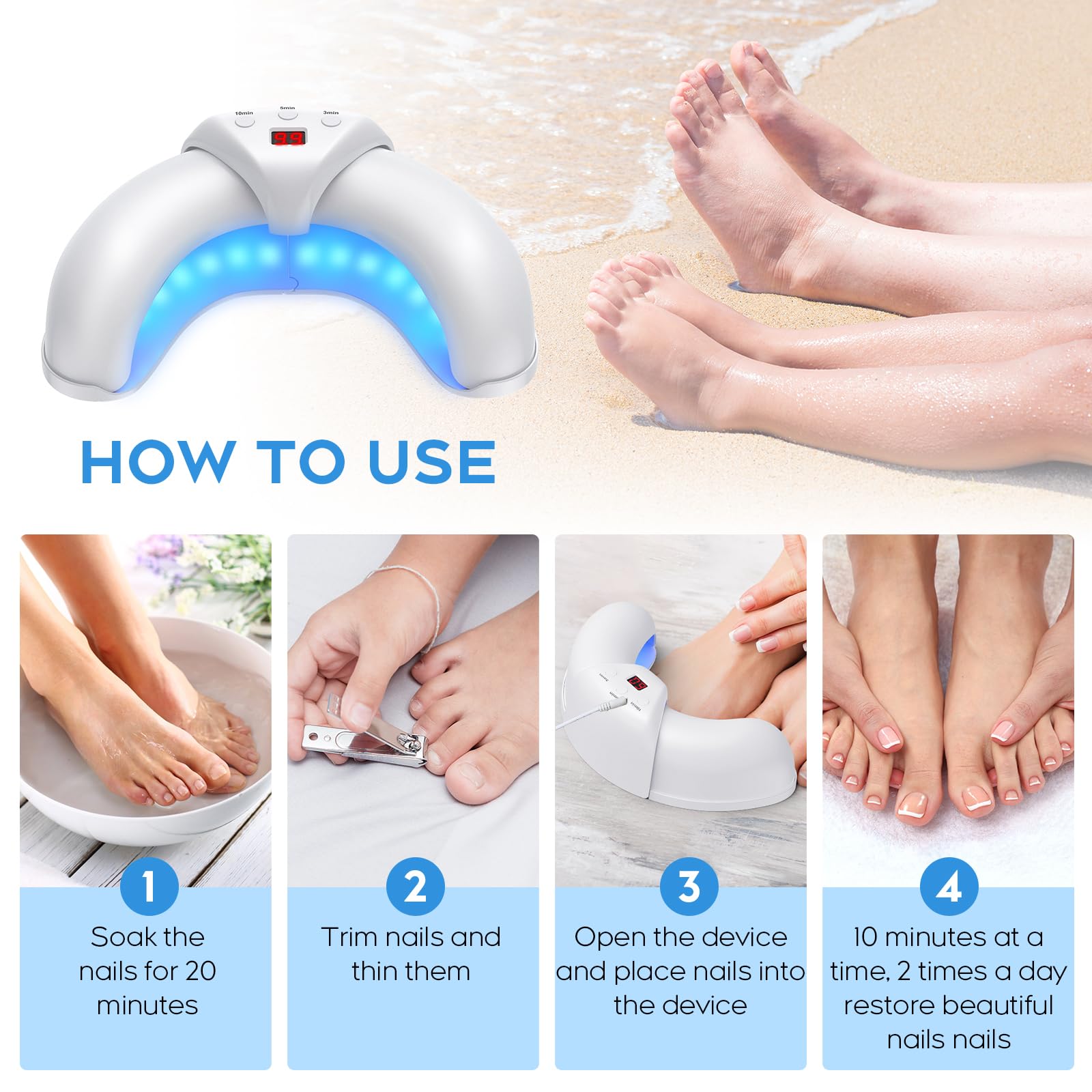 Non laser safe nail care device for home use.