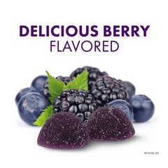 Calming scene suggests botanicals plus magnesium and melatonin support.
