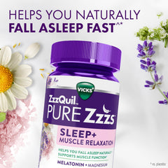 Front label of ZzzQuil PURE Zzzs showing magnesium and melatonin ingredients.