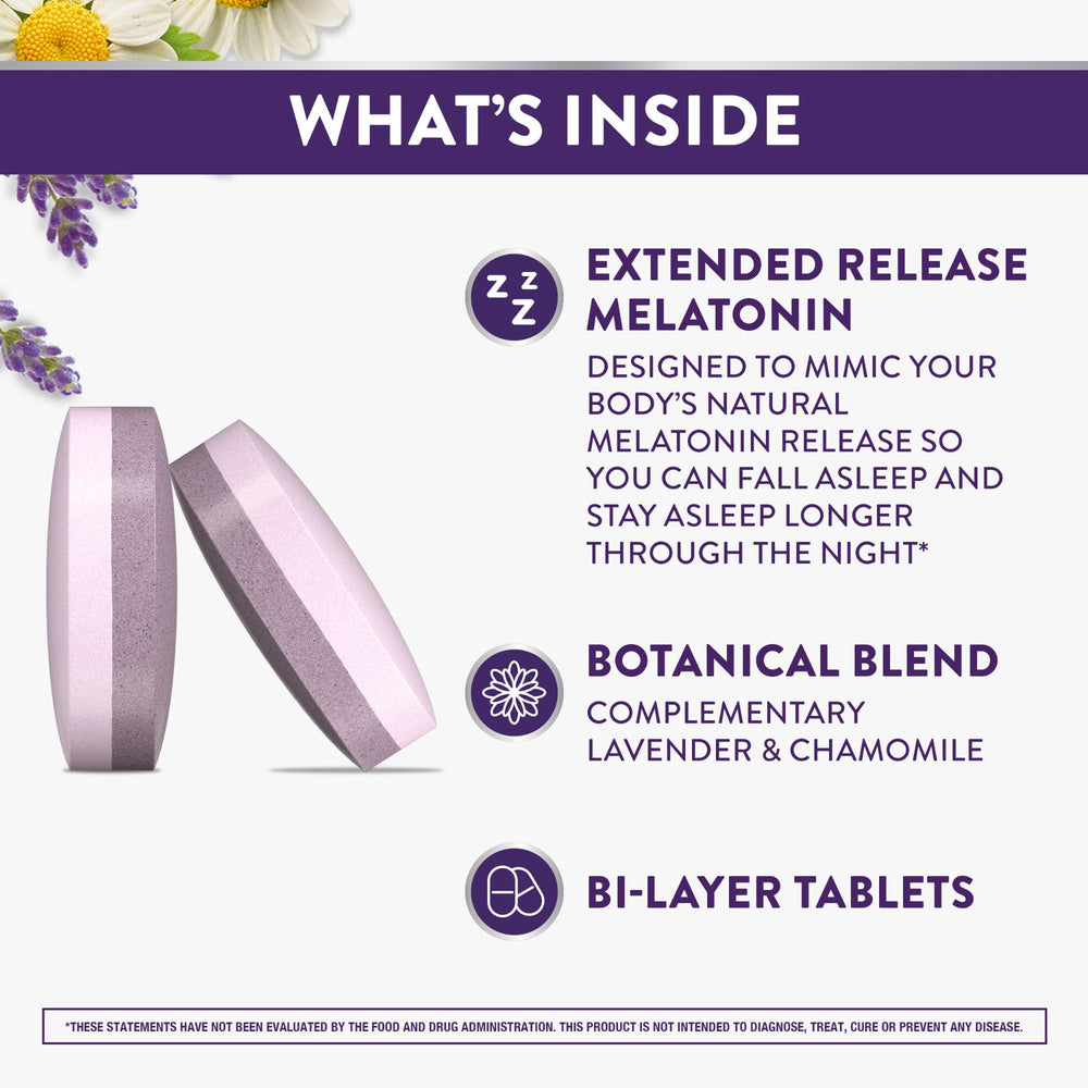 ZzzQuil Pure Zzzs All Night bottle side showing extended release support for longer sleep