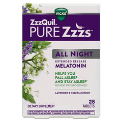 ZzzQuil Pure Zzzs All Night instructions back describing safe use