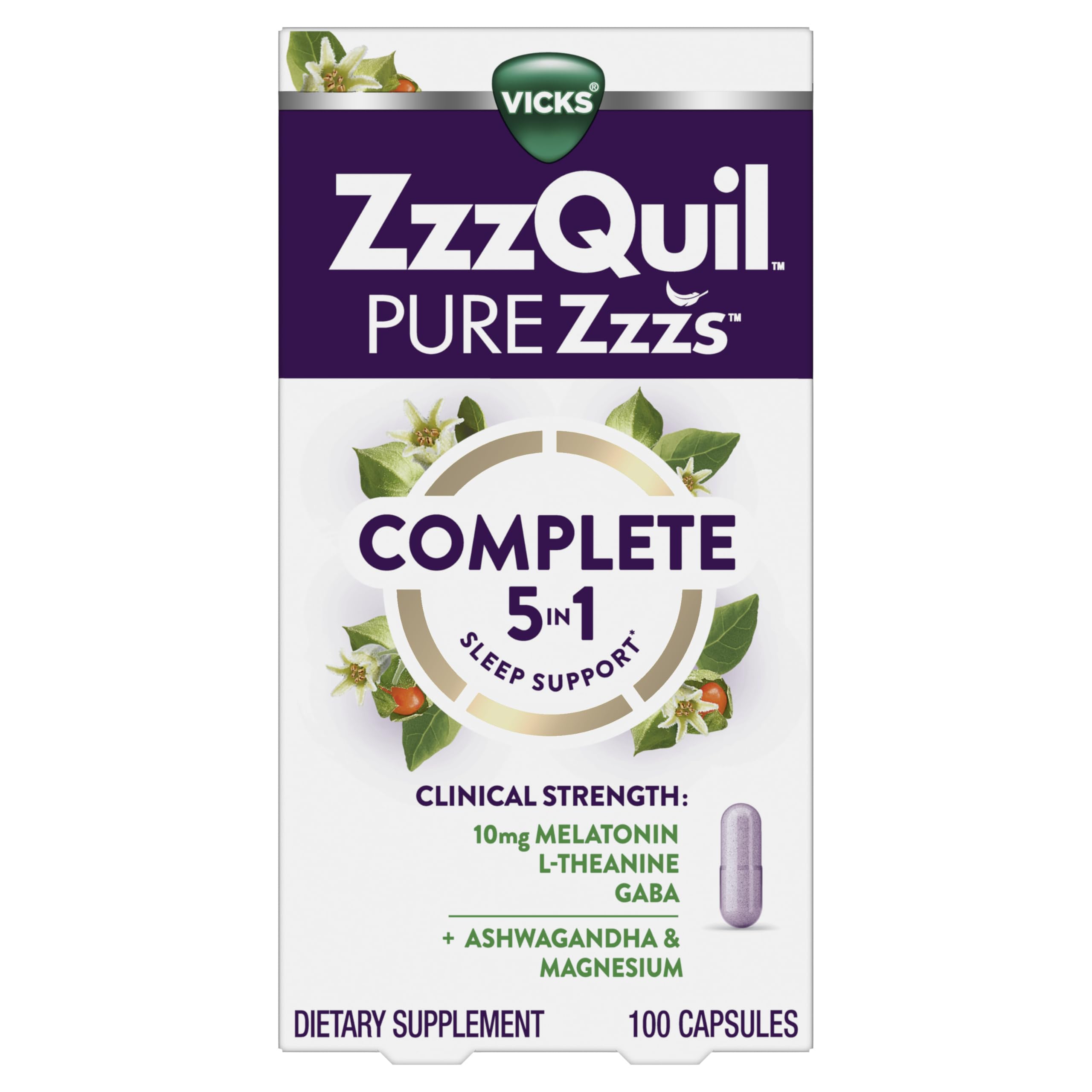 ZzzQuil PURE Zzzs bottle front view for an easy nightly routine.